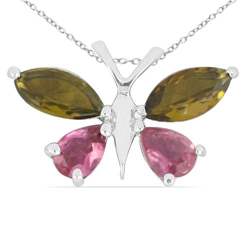 BUY 925 STERLING SILVER NATURAL PERIDOT GEMSTONE BUTTERFLY DESIGN PENDANT